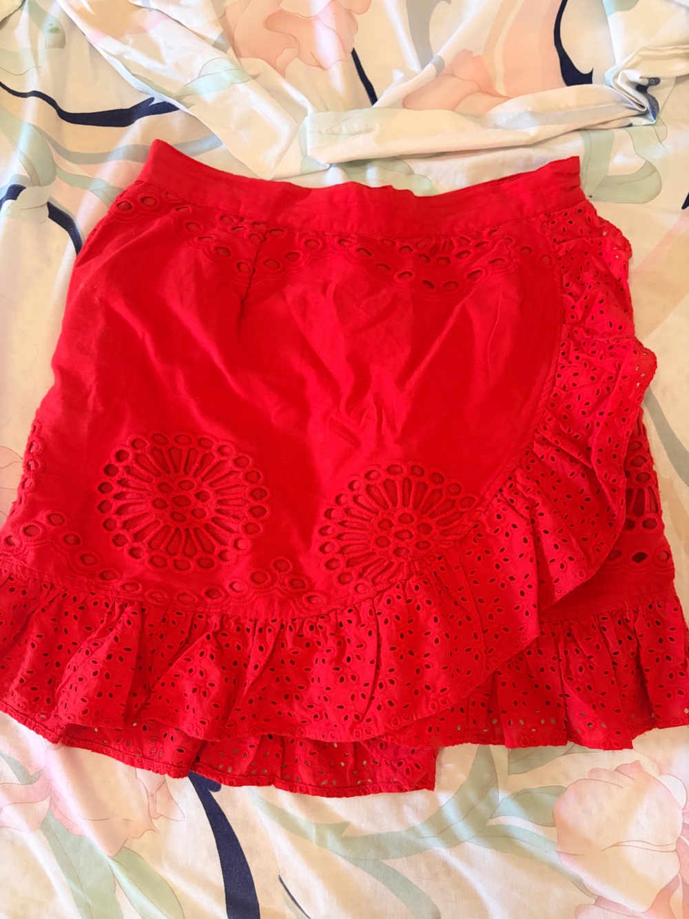 Missguided Plus Red Eyelet Ruffle Skater Skirt